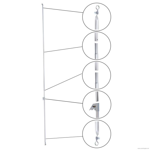 DWT Veranda- Dachauflagestange Alu 25 x 1 mm 2 Schellen u. Gripstop, 280-360 cm  | Campingplus